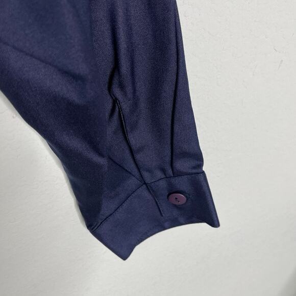 Vintage Joanie Char Navy Blue 100% Silk pleated blouse - Picture 11 of 11